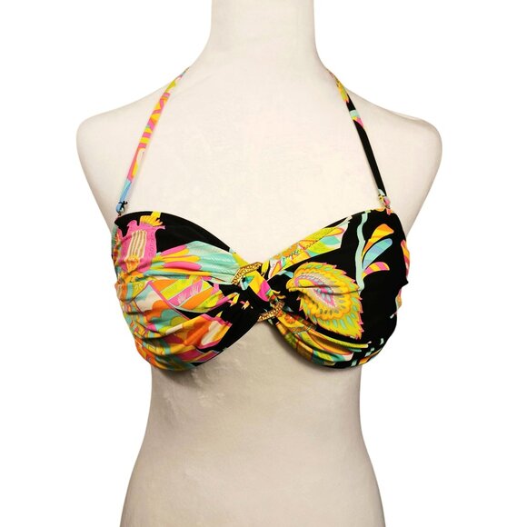 Trina Turk Other - Trina Turk, Bikini Top, Tahitian Floral, Size 8, Bandeau & Removable Halter Stra